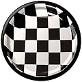 Creative Converting 25 Count Round Dinner Plates, Black Check