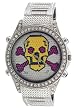 Geneva Elite Men's Iced Out Skull Face Diamond Bezel Watch