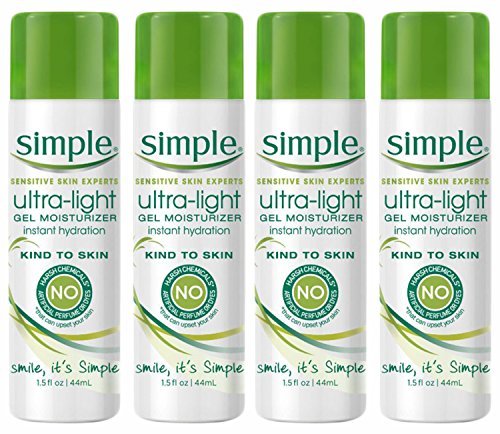 Simple Skincare Hydrating Ultra-Light Gel Moisturizer, 1.5 Ounce, (Pack of 4)