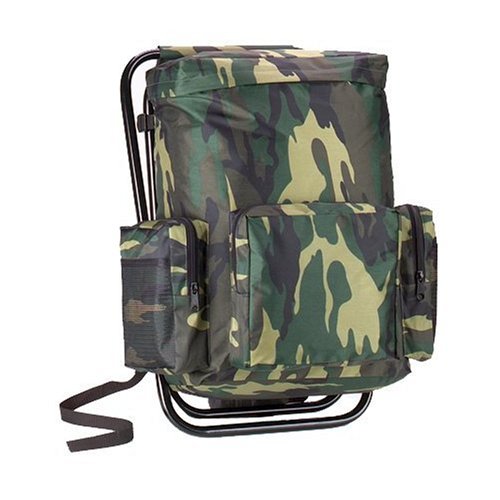 Woodland Camouflage Backpack and Stool Combination