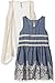 Beautees Girls' Dress with Embroidered Hem and Cardigan