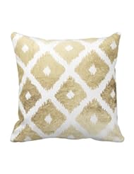 Home: Soft Flannel Decorative Throw Pillow Covers Modern chic faux gold leaf ikat pattern Couch Cushion Covers 20X20 - OneMtoss