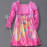 Girls Pink Disney Princess Nightgown with Toy Wand, Long Sleeve