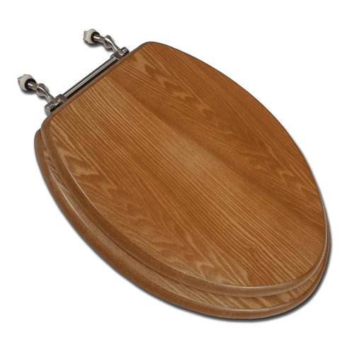 Comfort Seats C1B2E118BN Decorative Oak Wood Elongated Toilet Seat with New