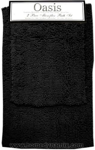 2 Piece: Oasis High-End Oversized Microfiber Bath Mat Set By Home Dynamix - Assorted Colors (Black)
