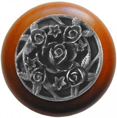Notting Hill Saratoga Rose/Cherry Wood Knob - Antique Pewter