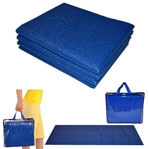 Khataland YoFoMat - Best Travel Yoga Mat - Extra Long 72, Ultra Thick 1/4 -Foldable to 12x10x4, Blue - Eco Friendly, Free From Phthalates and Latex