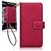 iPhone 6S Plus Case, Terrapin [Red] [Lily Floral Interior] Textured PU Leather Wallet Case with Card Slots Cash Compartment and Detachable Wrist Strap for iPhone 6 Plus / 6S Plus - Red
