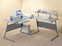 Corner Desk - Frosted Glass - (Silver/Frosted Glass)