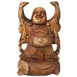 Handcarved Wood Standing Happy Buddha Statue