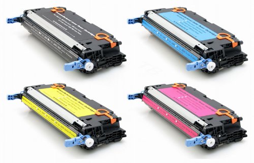 4 Pack Set: One Each Of The Q6470A Black, Q7581A Cyan, Q7582A Yellow and Q7583A Magenta Compatible Brand Toner For Use With HP Color LaserJet 3800 Series Printers
