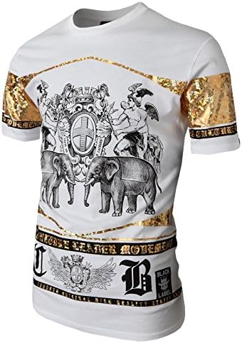 R2P Men's Unique Kingdom of Elephant Printing Short-Sleeve T-Shirts WHITE US M/Asia L (KMTTS0362)