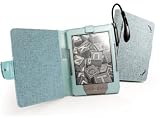 Tuff-Luv Natural Hemp case cover & LED Spark Light for Amazon Kindle 4 (Book Style) - Turquoise Blue