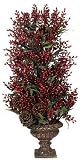 Exclusive 31 Potted Eucalyptus Red Berry Christmas Topiary Tree