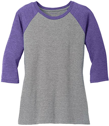 Joe's USA(tm) Ladies 3/4 Raglan Baseball T-Shirt-Purple/Grey-S