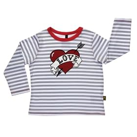 Rockabye-Baby Loveheart Long Sleeve T-Shirt (Grey/White, 9-12 Months)