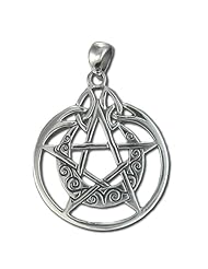 Sterling Silver Crescent Moon Pentacle Pentagram Pendant with Circle by Dryad Design
