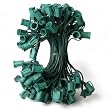 100' Commercial C7 Christmas Light Socket Set - 12" Spacing 18 Gauge Green Wire