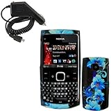 iNcido Brand Nokia X2-01 Combo Blue Flower Protective Case Faceplate Cover  ....