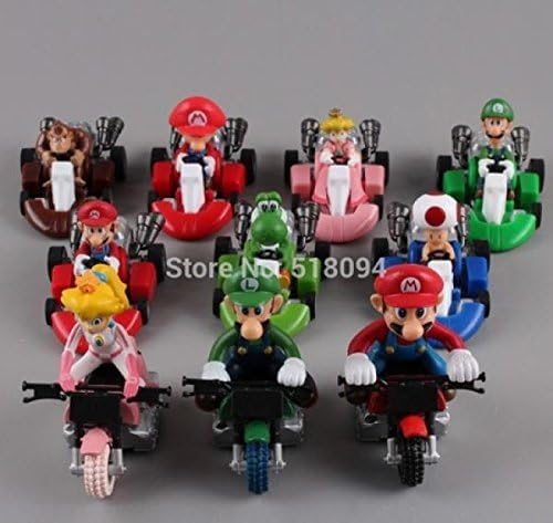 Cute Super Mario Bros Kart Pull Back Car PVC Action Figure Toys 2" 10pcs/set