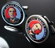 Silver Round Barack Obama 44th President Cufflinks Cuff Links