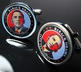 Silver Round Barack Obama 44th President Cufflinks Cuff Links