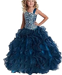  Lace-Up Floor Length One Shoulder  Ball Gown Pageant Dress 