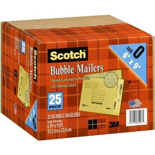 Scotch 3M Bubble Mailers Size 0 (6 x 9) - 25ct