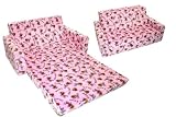 Flip Sofa Minky (Pink Heart Tattoo Pattern) (24H x 29W x 48D)