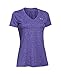 Under Armour Women's Tech Heather Stripe V-Neck, Mirror (592)/Metallic Silver, Medium