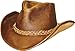 Henschel Walker, Full Grain Leather, Shapeable Brim, Braided Band, Brown, Medium