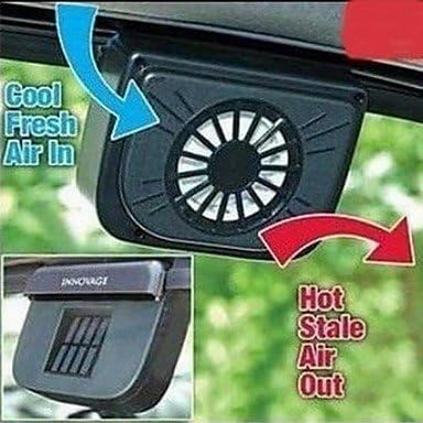 get Solar Exhaust Heat Fan of Car Gadget Parts , Black