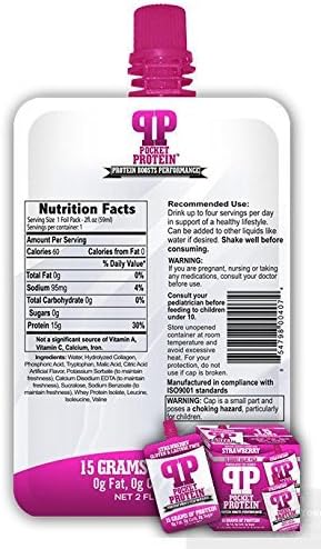 Pocket Protein Women ONE DRINK 15 Grams Strawberry Flavor 60 Calories 0 Carbs 0 Sugars (1)