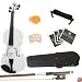 Mendini 4/4 MV-White Solid Wood White Violin + Hard Case, Shoulder Rest, Bow, Rosin and Extra Strings (Full Size)