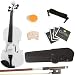 Mendini 4/4 MV-White Solid Wood White Violin + Hard Case, Shoulder Rest, Bow, Rosin and Extra Strings (Full Size)