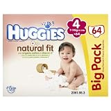 Huggies Natural Fit Nappies Size 4 Big Pack 64 Nappies