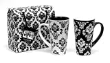 Wellspring Black & White Damask 16-oz. Grande Mug Gift Set of Two