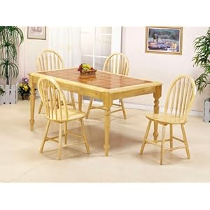 Farmhouse Design Natural Terracota Tile Top Table Set Acs20594 20482n