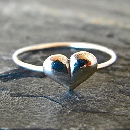 Sterling Silver Heart Ring, Silver Stacking Ring, Thumb or Knuckle, Handmade Artisan Jewelry