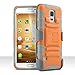 ULAK Galaxy S5 Case, Slim Shockproof Dual Layer Protective Case with Swivel Belt Clip Holster & Built-in Kickstand for Samsung Galaxy S5 2014 Release-Orange+Gray
