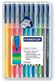 Staedtler Triplus Colouring Pens Fibre Tipped Water-based and Dry-safe Assorted Ref 323SB10 [Wallet 10]