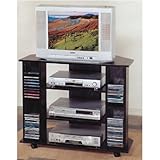 IMAGE OF Entertainment Tv Stand with Cd Rack in Black Finish ADS5056-bk