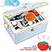 Large Sewing Basket with Accessories Sewing Kit Storage and Organizer with Complete Sewing Tools - Wooden Sewing Box with Removable Tray and Tomato Pincushion for Sewing Mending - Blue