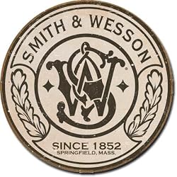 Smith & Wesson - Round Metal Tin Sign