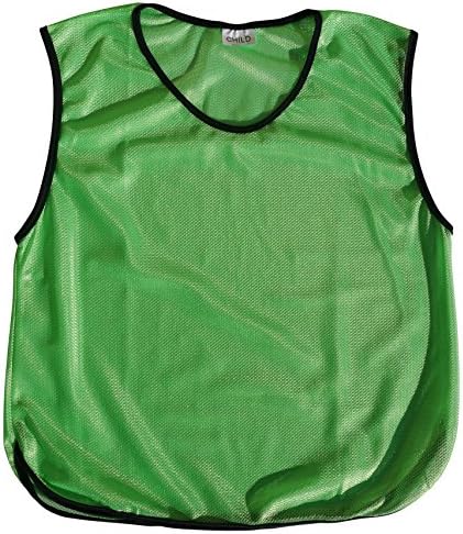 6 Youth Practice Jerseys, Pinnies, Bibs 100% Polyester for Ages 5-9 and 10-15 (Green, Kids - 5-9)