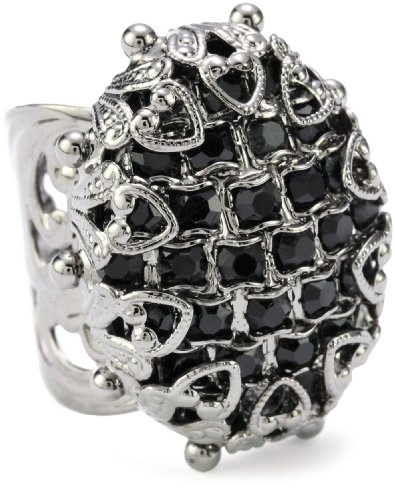 Sorrelli Midnight Moon Black Bold Crystallized Oval Adjustable Ring