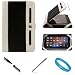 Black with White Executive Leather Jacket Carrying Case Cover with Accessory Slots for Blackberry Playbook 7-inch Tablet Compatible with all Models (16GB, 32GB, 64GB) + Silver Color Dual Tip Aluminum Stylus Pen + SumacLife TM Wisdom Courage Wristband