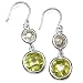 Sterling Silver Canary and Peridot Cubic Zirconia Circle Drop Earrings