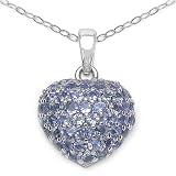 3.85 Carat Genuine Tanzanite Round Silver Pendant