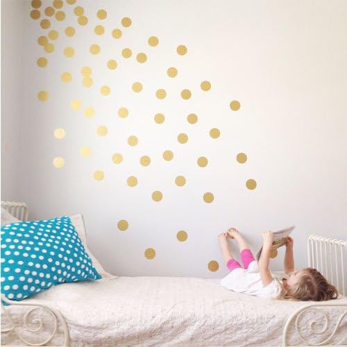 Vinyl Polka Dot Removable Wall Decals (Gold, 4")